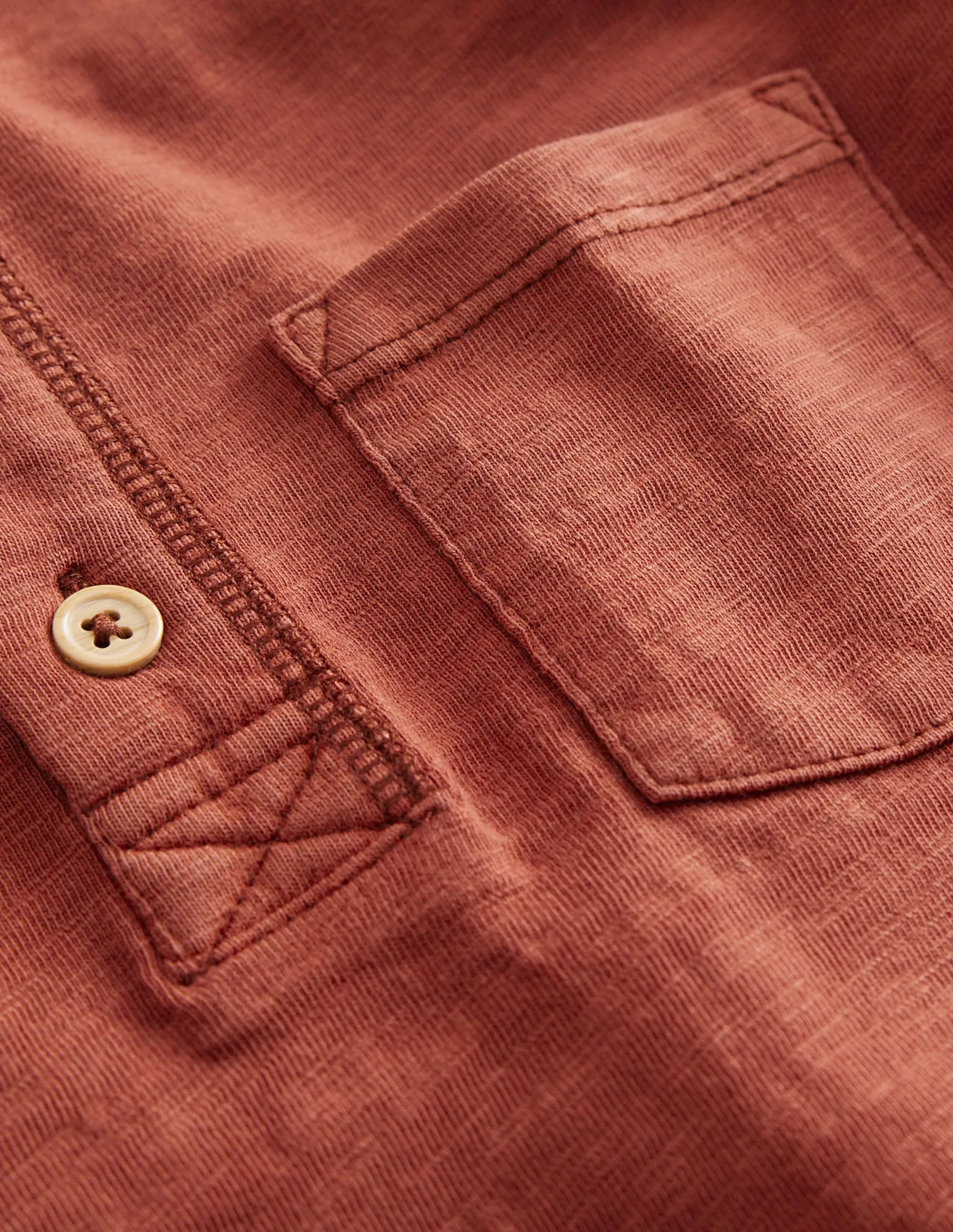 Long Sleeve Henley T-shirt-Red