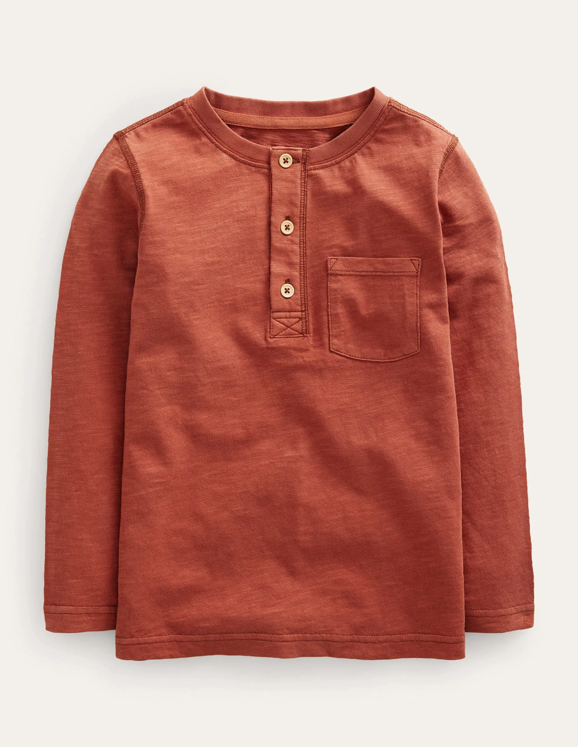 Long Sleeve Henley T-shirt-Red