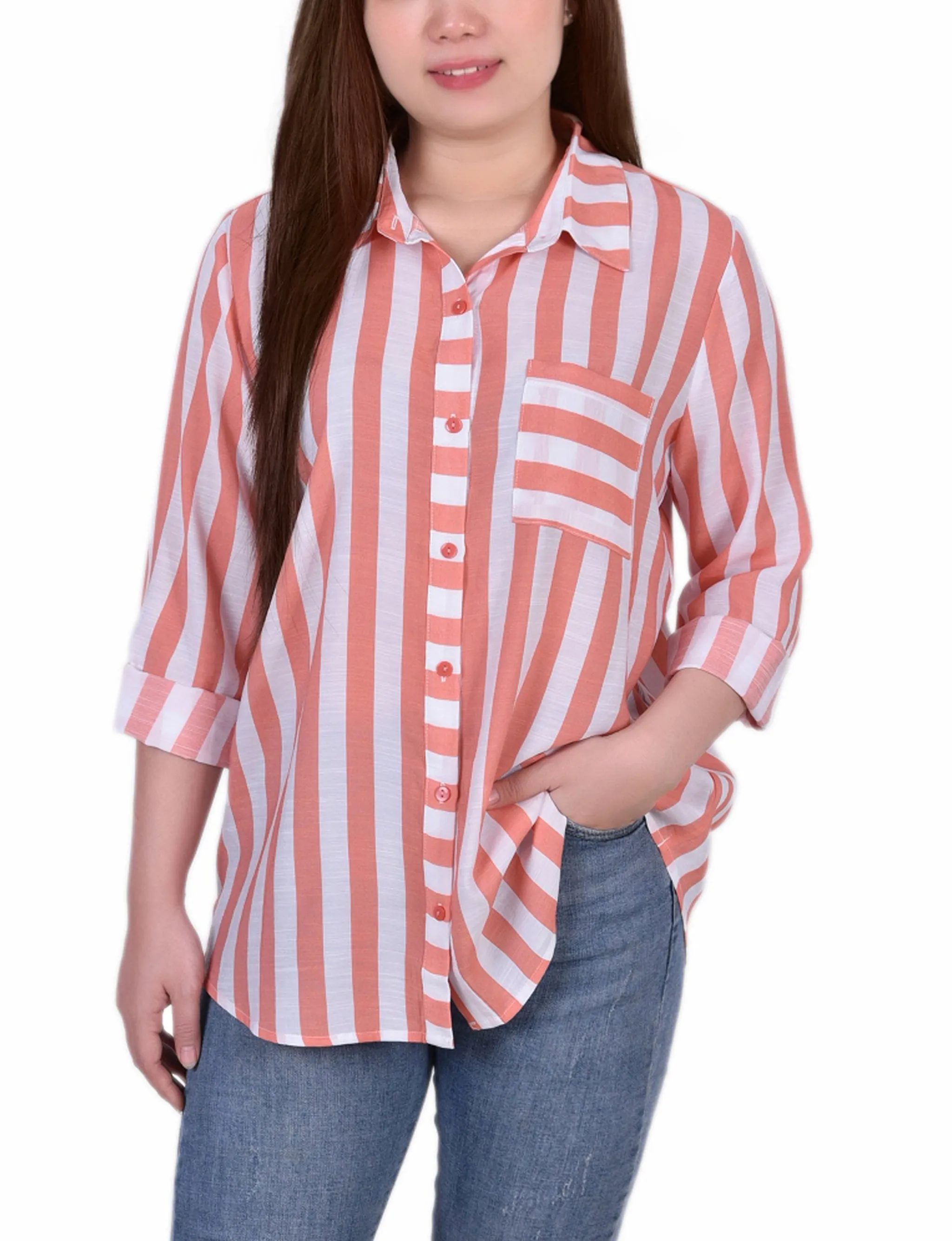 Long Sleeve Striped Blouse