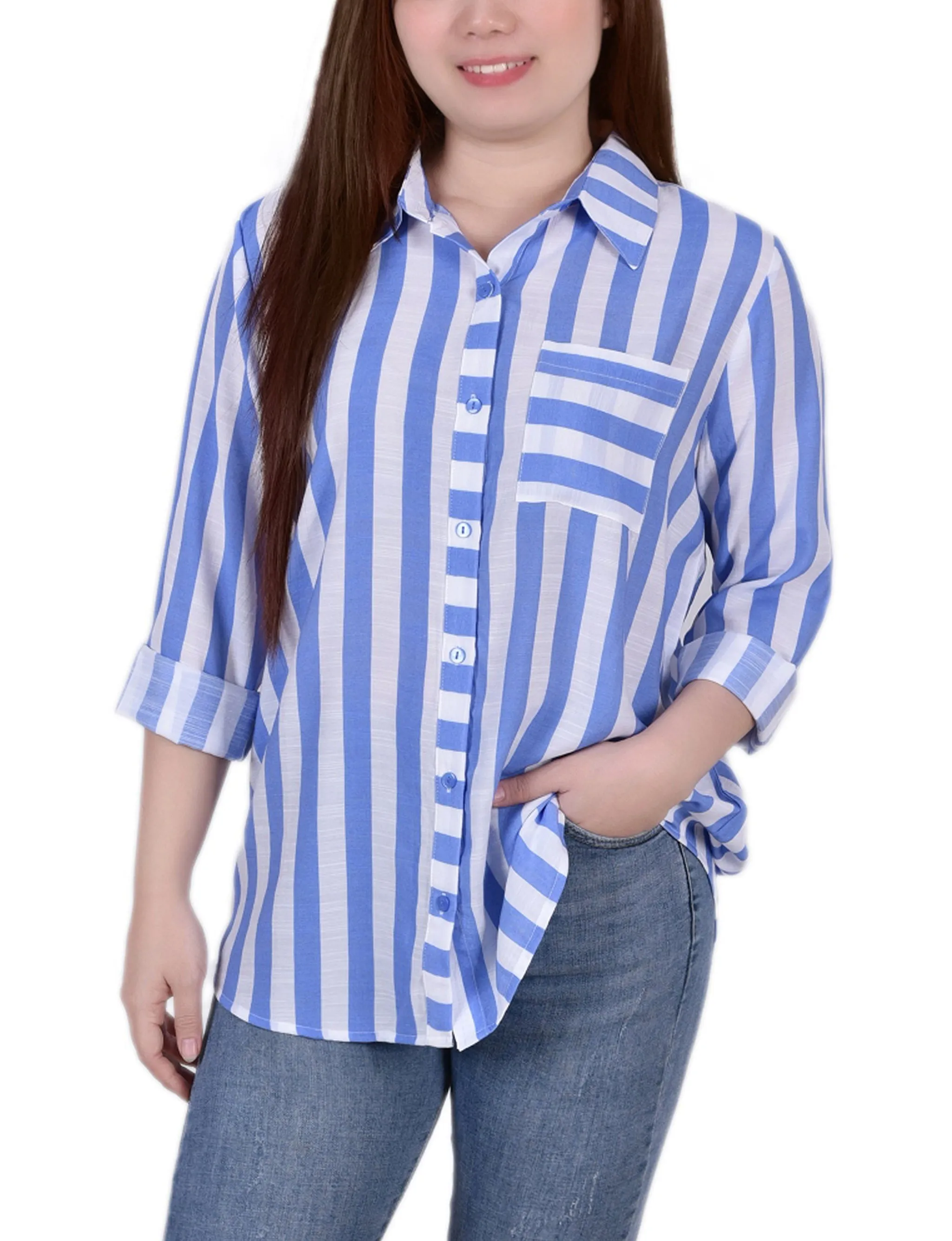 Long Sleeve Striped Blouse