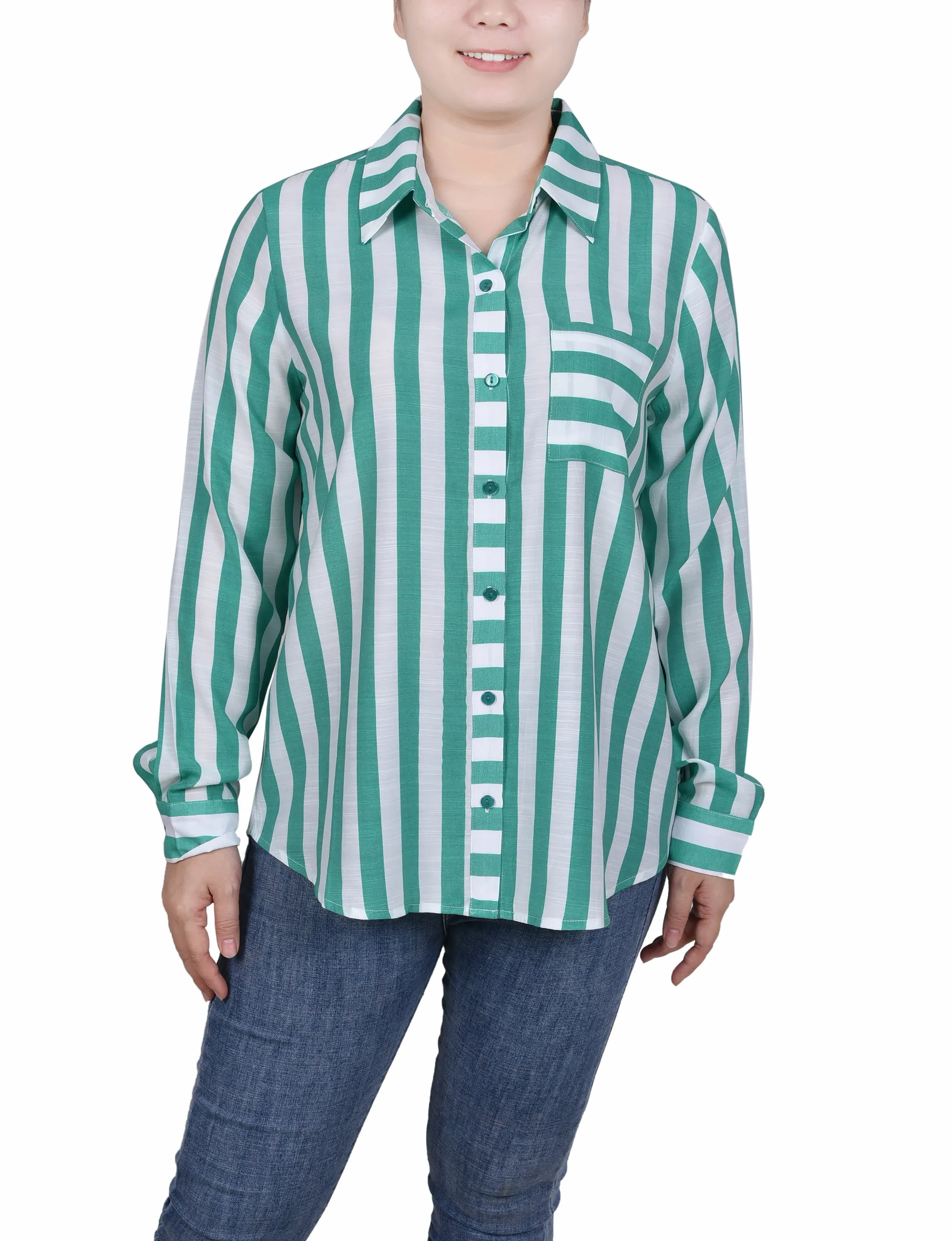 Long Sleeve Striped Blouse