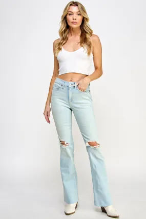 M RISE SLIM BOOTCUT W KNEE DISTRESSING IN LIGHT    /  SP-P12499