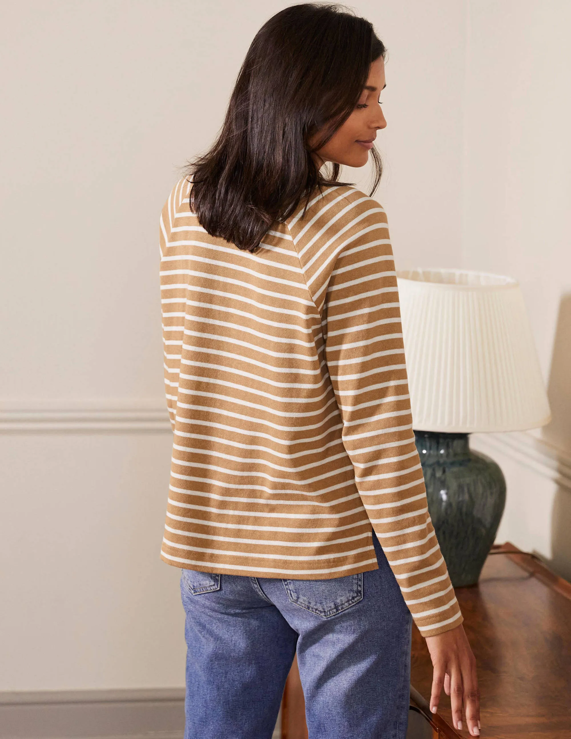 Mariner Henley Top-Camel/Ivory