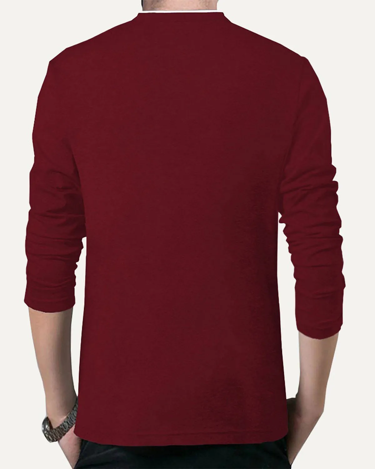MEN HENLEY Maroon Full Sleeve T-Shirt