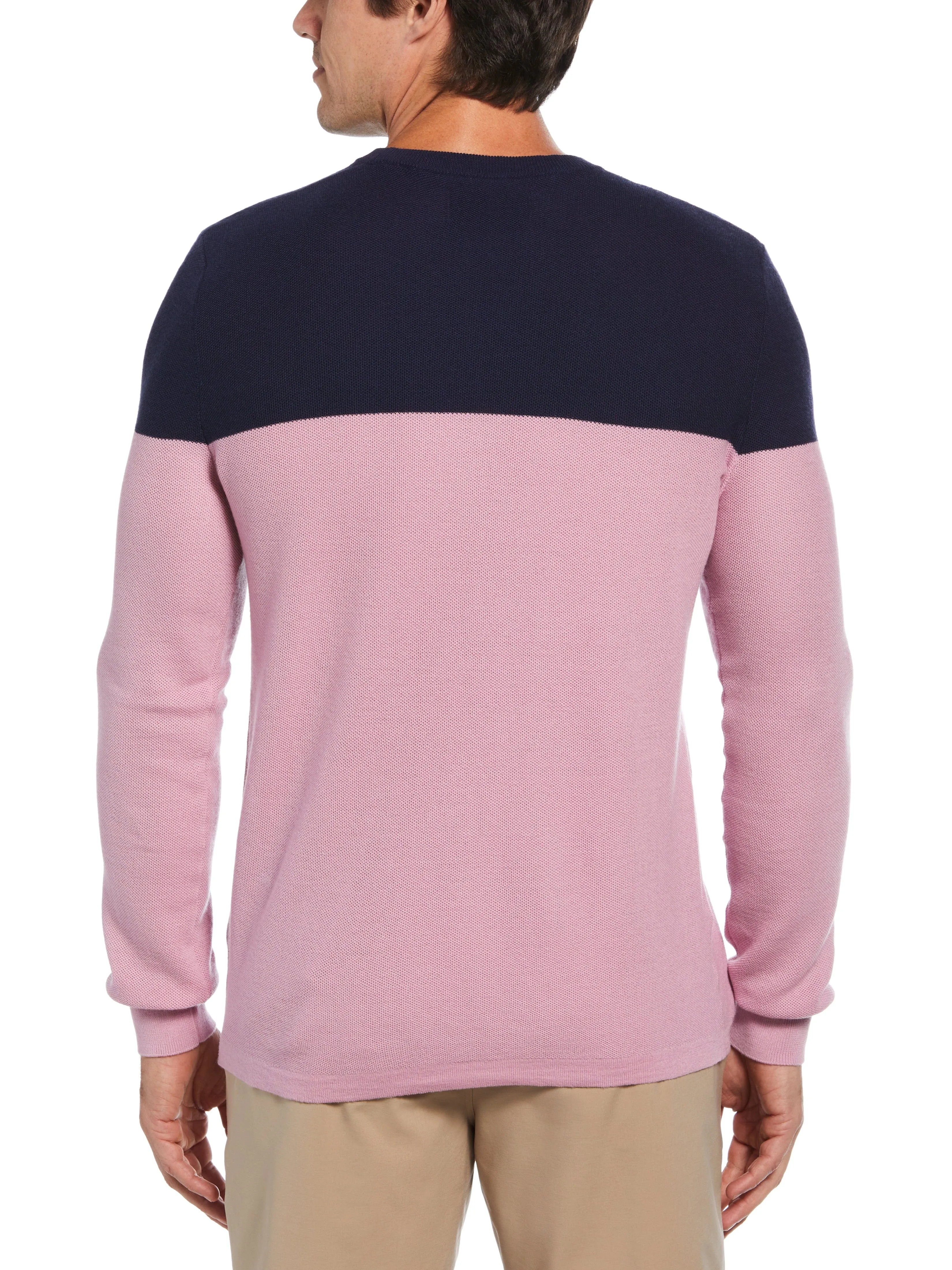 Men's Color Block Long Sleeve Golf Sweater