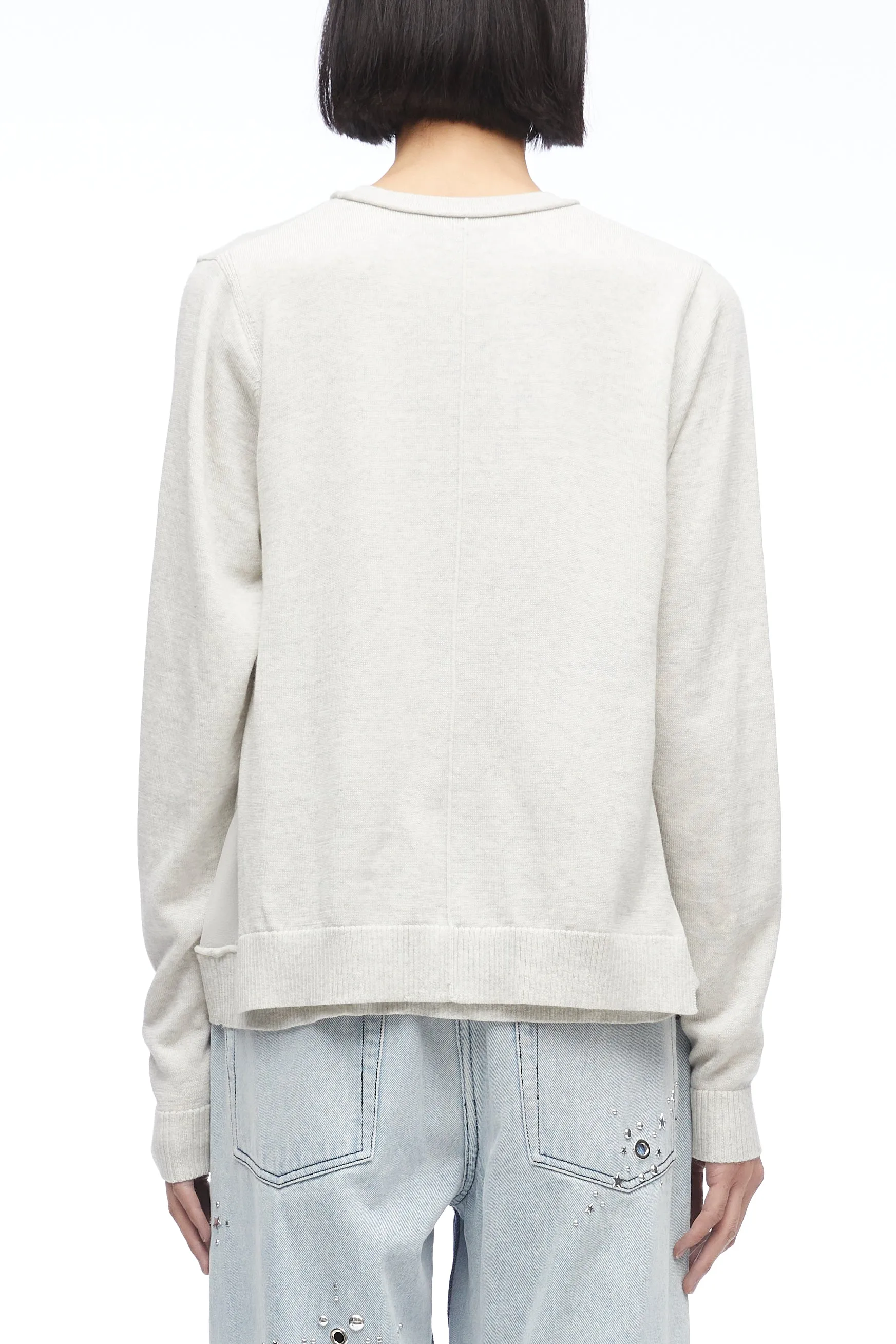 Merino Knit Chiffon Crewneck Pullover