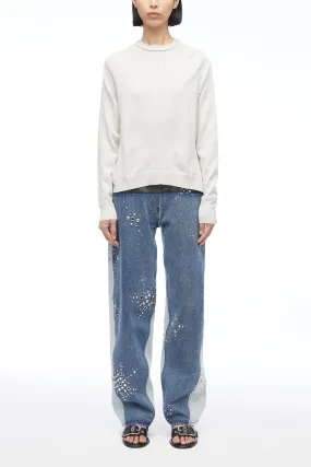 Merino Knit Chiffon Crewneck Pullover