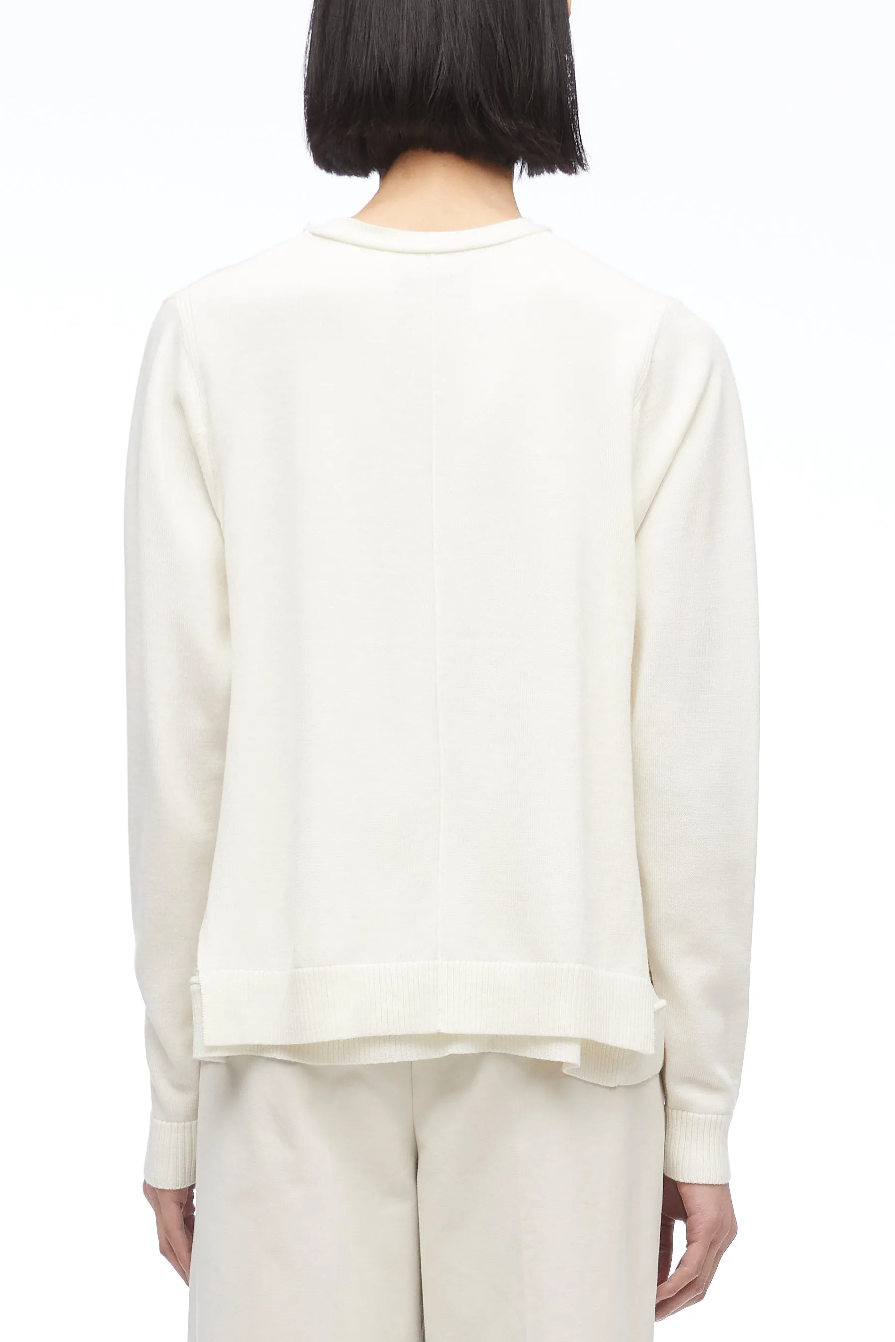 Merino Knit Chiffon Crewneck Pullover