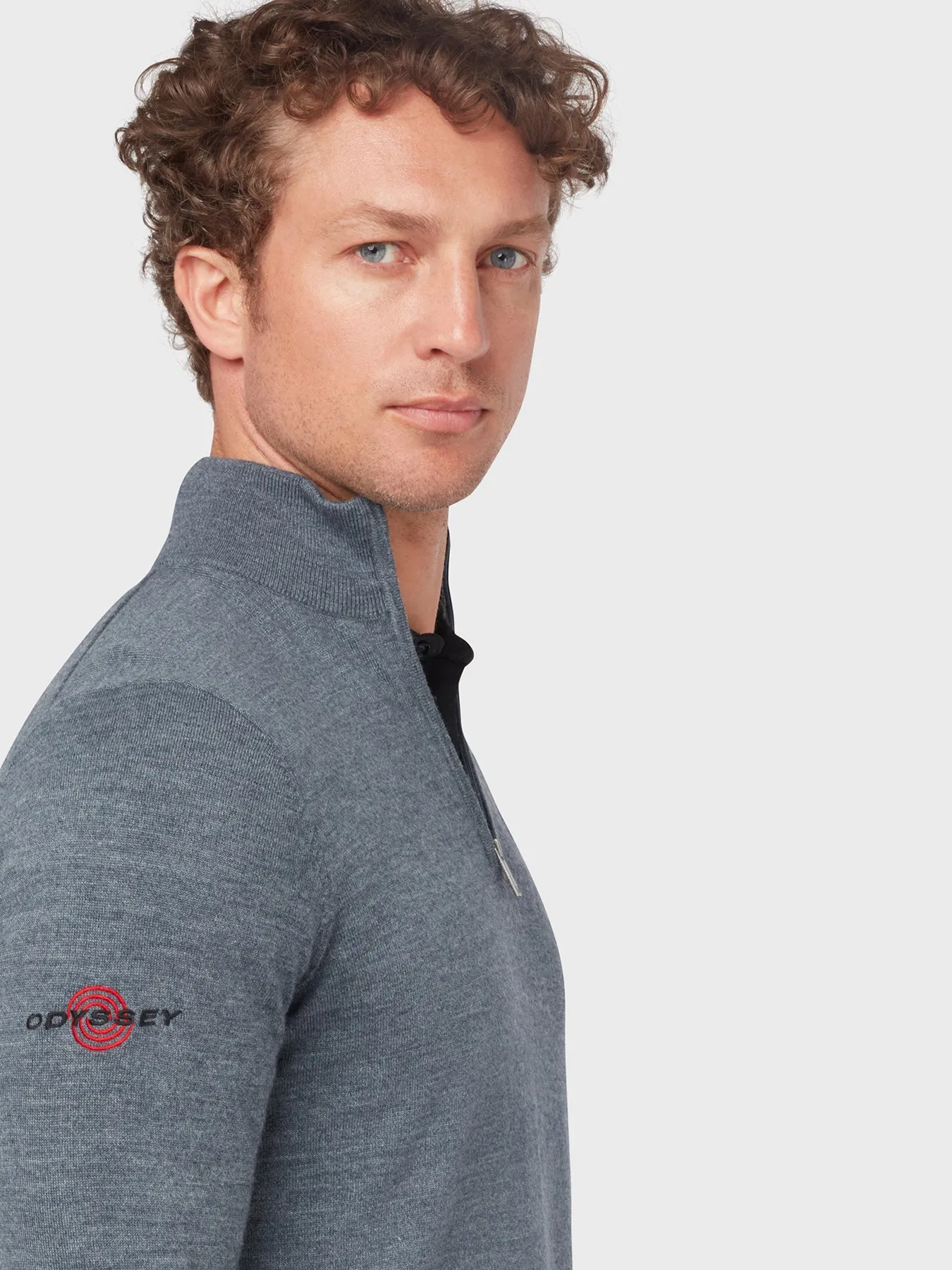 Odyssey Quarter Zip Sweater In Steel Heather