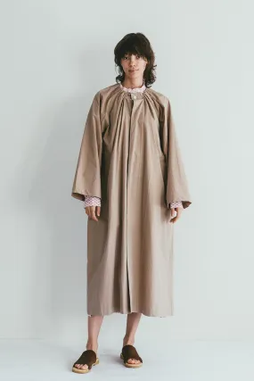 Oversized Round Collar Long Spring Coat - Beige