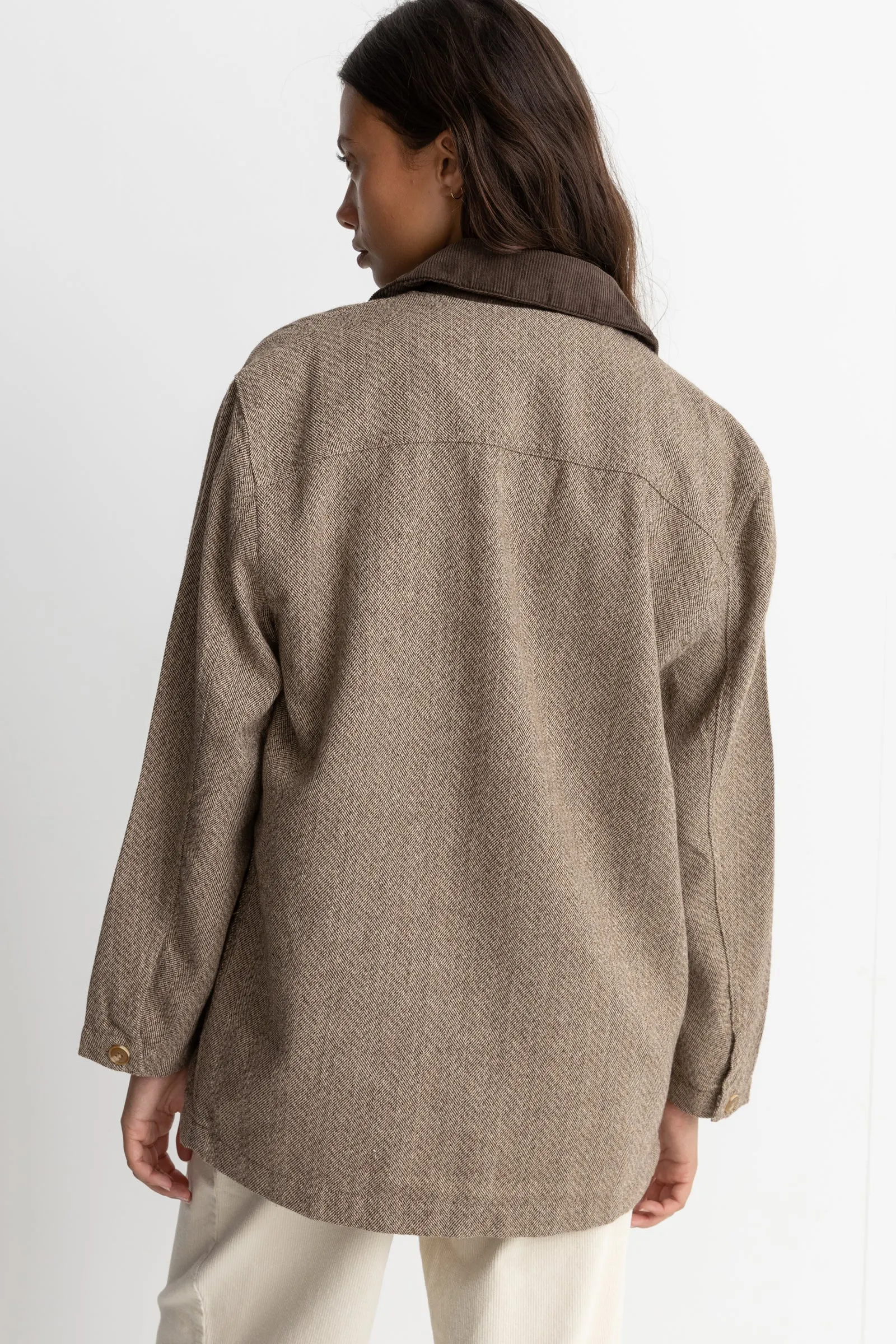 Pearls Oversized Chore Coat Almond