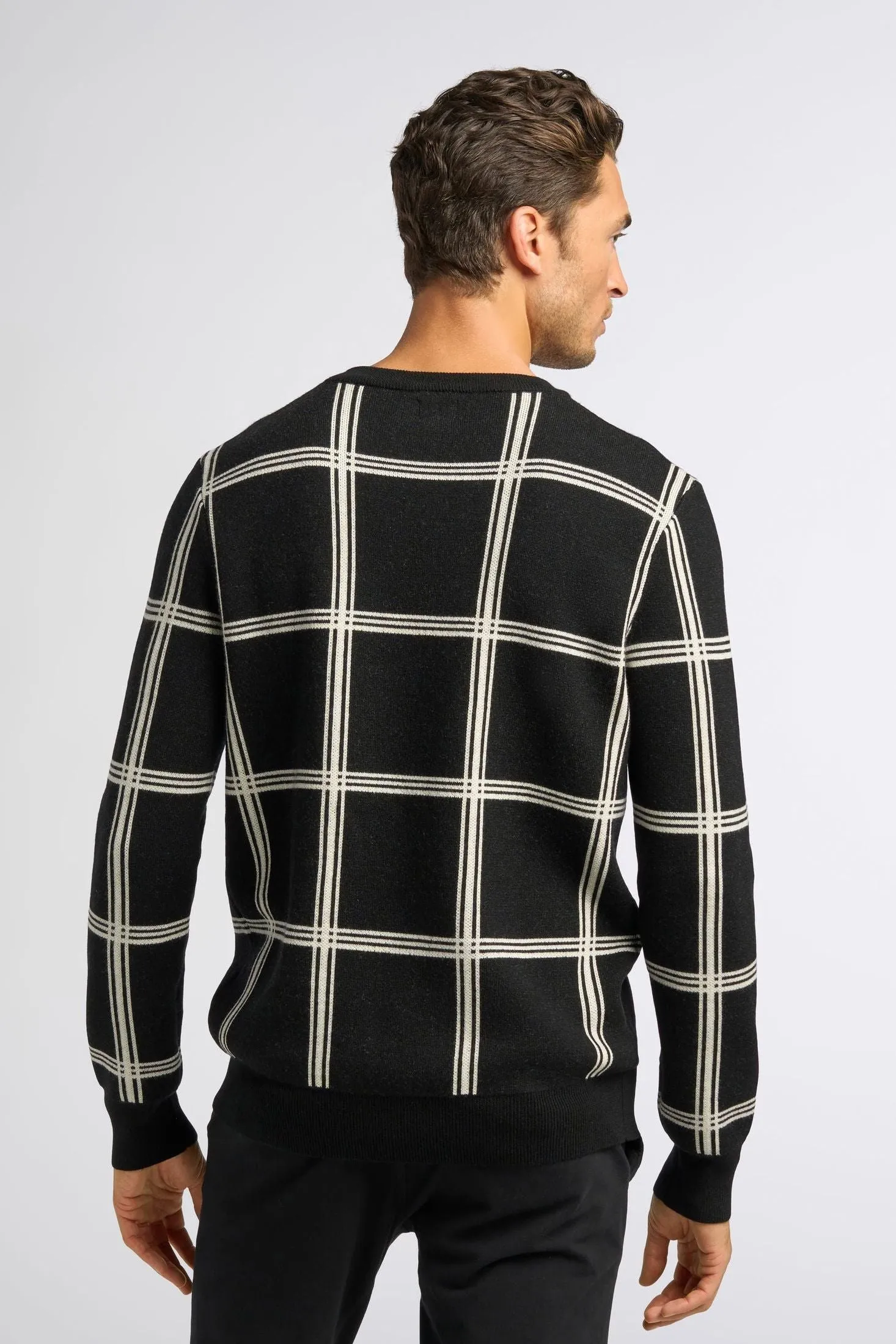 Plaid Jacquard Crew Sweater | Merino Wool
