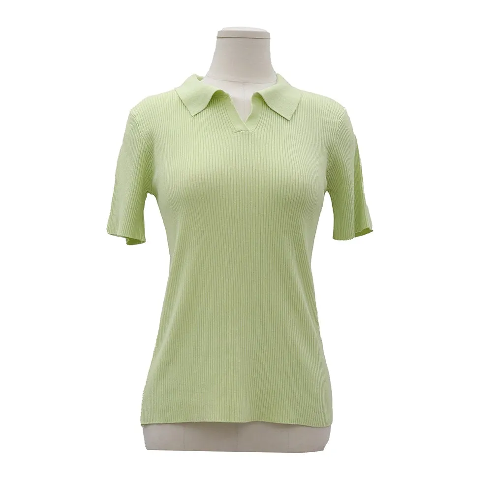 Ribbed Collar Knit Top OM2