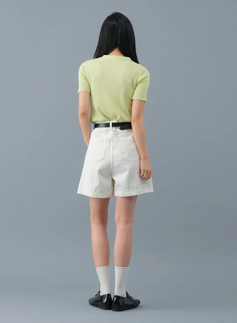 Ribbed Collar Knit Top OM2