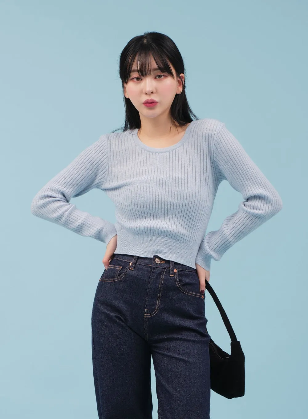 Ribbed Cropped Knit Top CM17