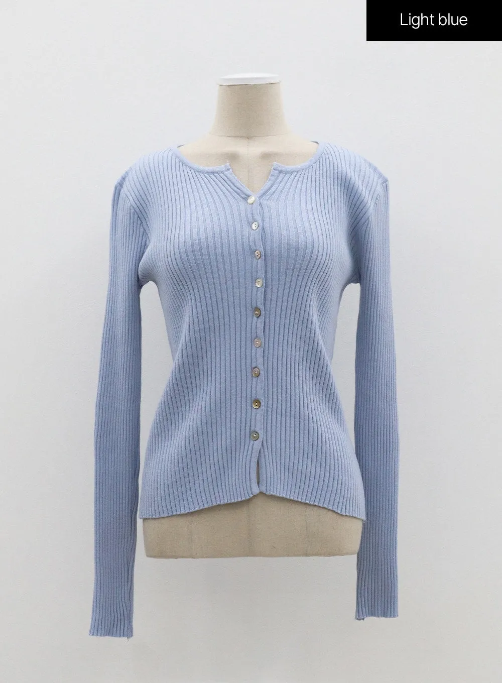Ribbed Knit Button Top OF302