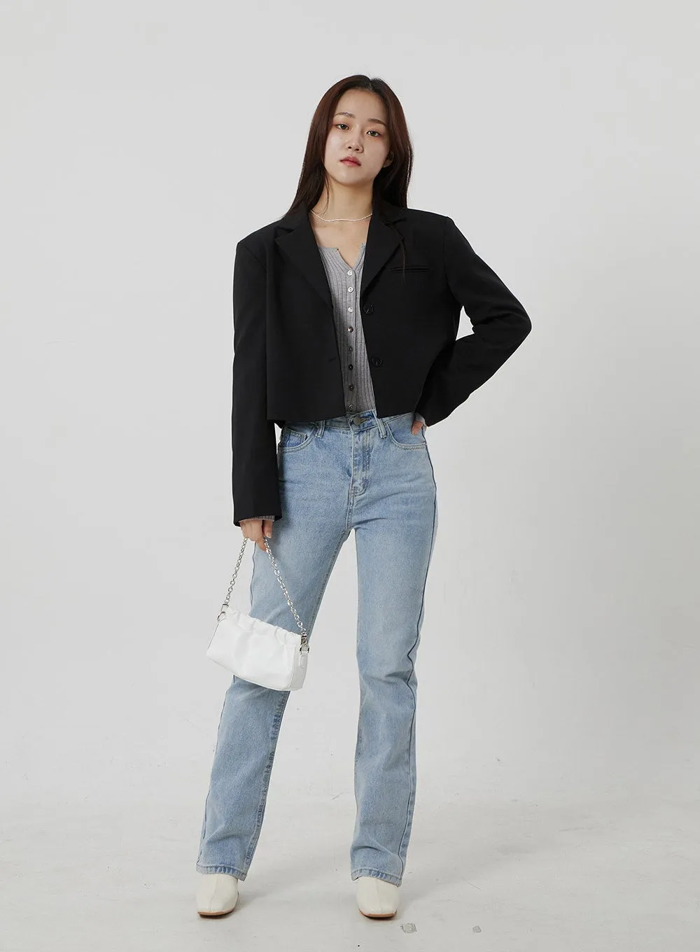 Ribbed Knit Button Top OF302