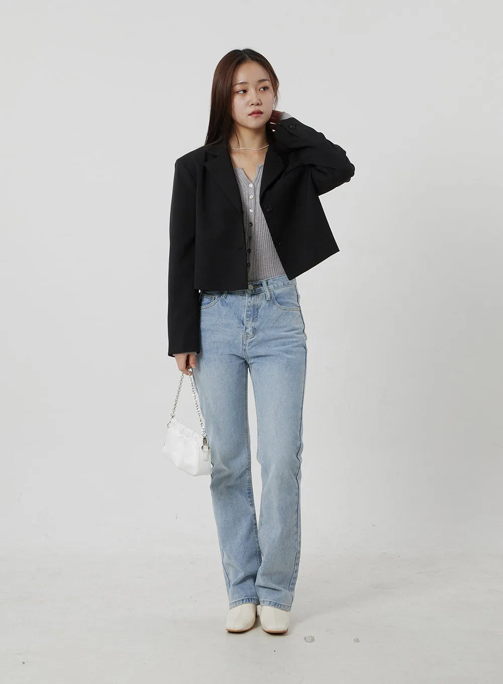 Ribbed Knit Button Top OF302