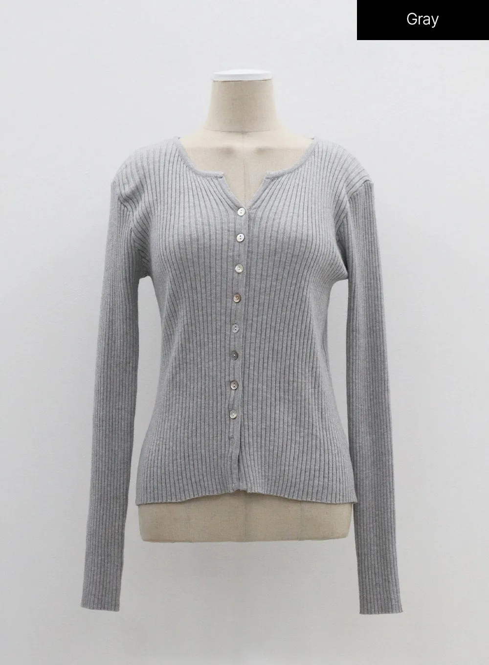 Ribbed Knit Button Top OF302