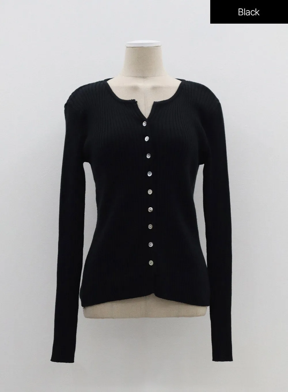 Ribbed Knit Button Top OF302
