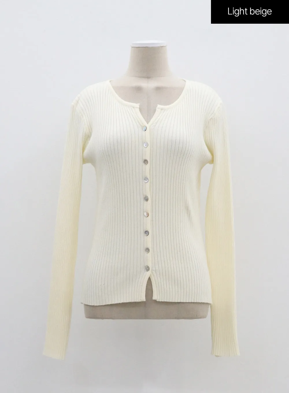 Ribbed Knit Button Top OF302