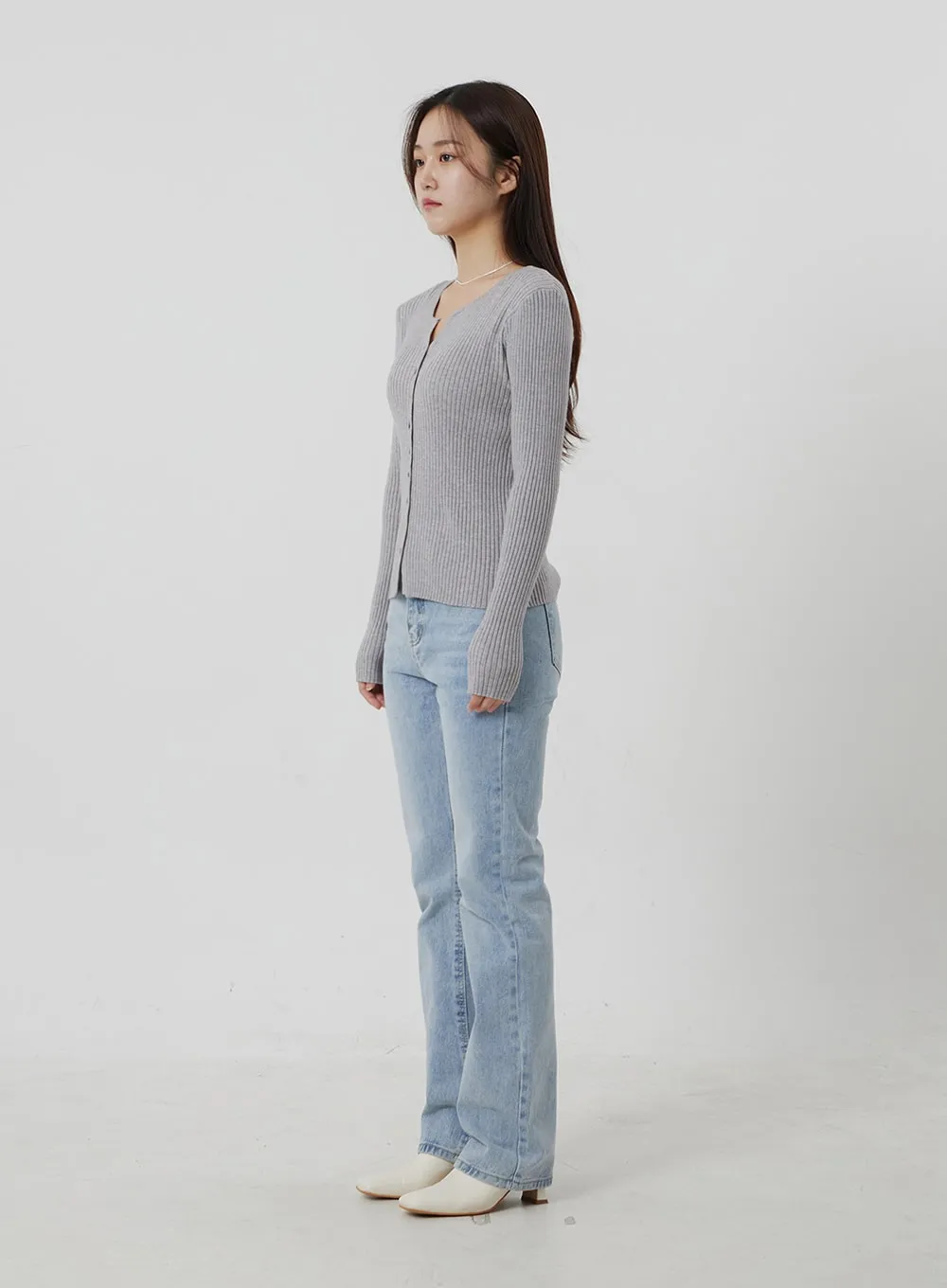 Ribbed Knit Button Top OF302