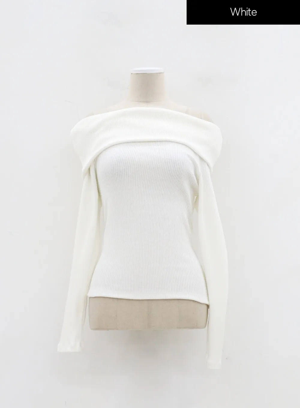 Ribbed Knit Off-Shoulder Top IJ318