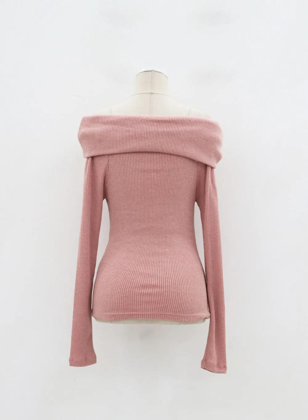 Ribbed Knit Off-Shoulder Top IJ318