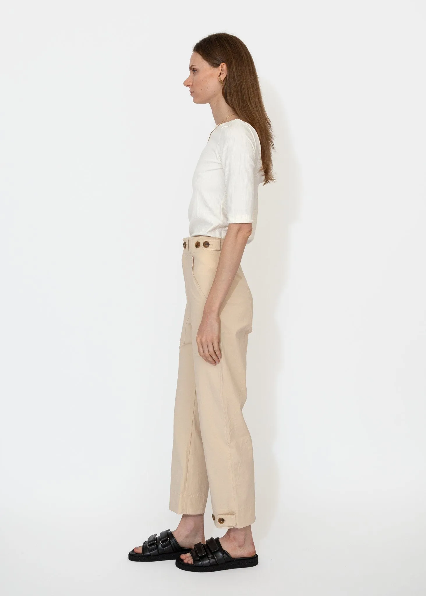 Scoop Back Ribbed Top in Ivory