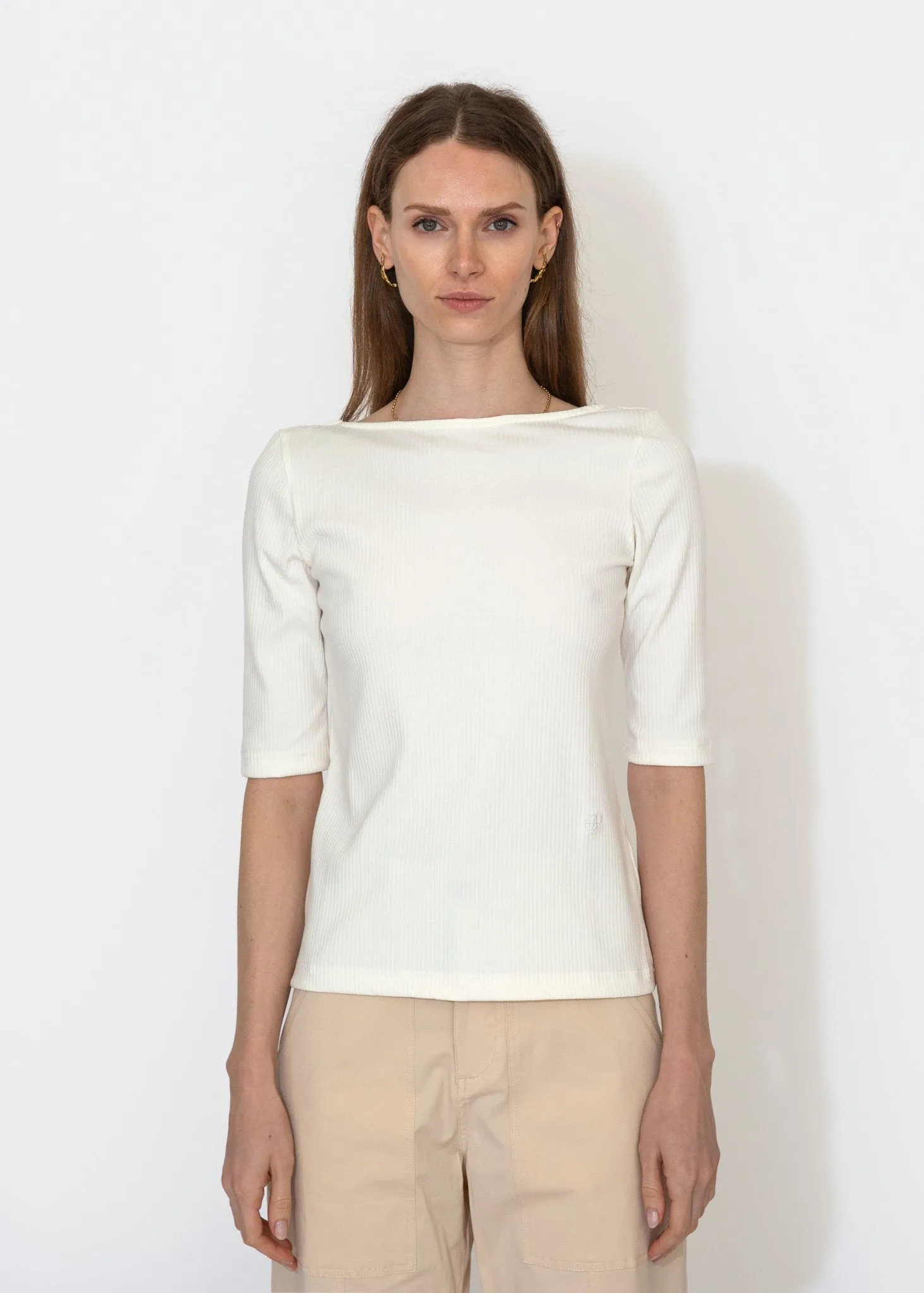 Scoop Back Ribbed Top in Ivory