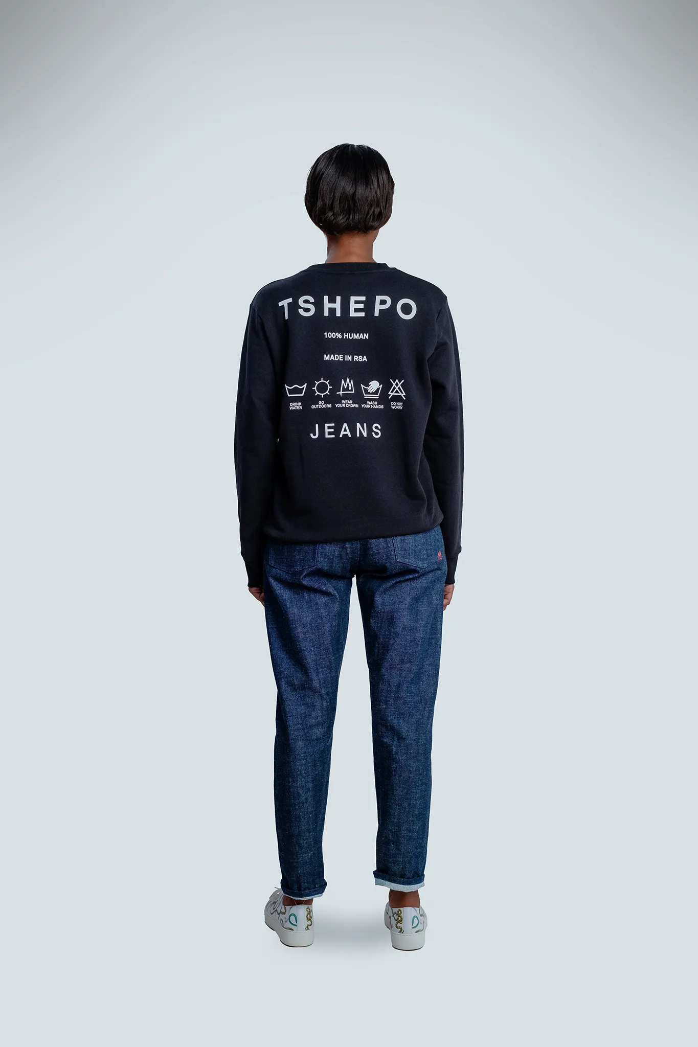 TSHEPO SELF-CARE LIGHTWEIGHT SWEATER, BLACK