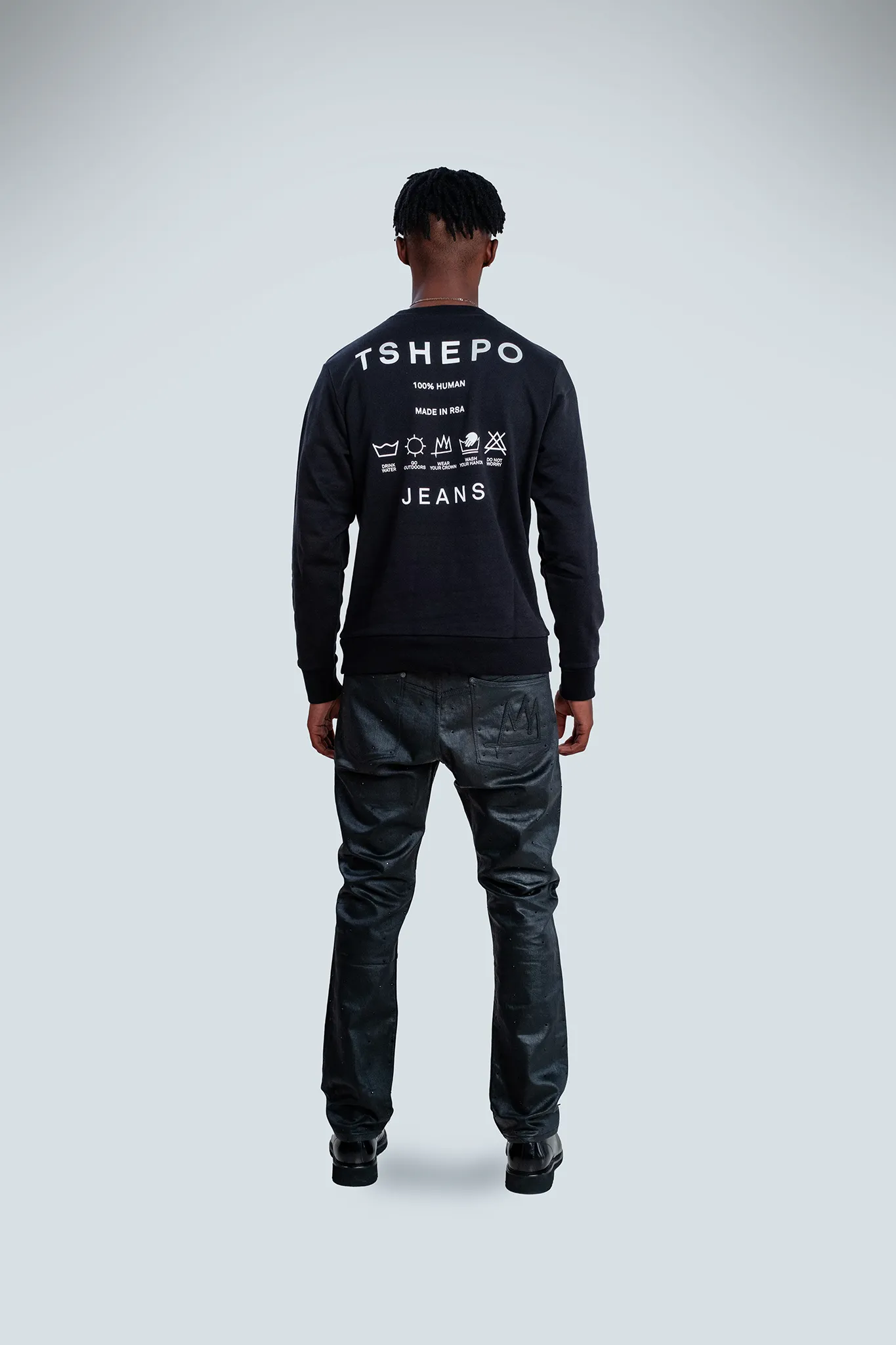 TSHEPO SELF-CARE LIGHTWEIGHT SWEATER, BLACK