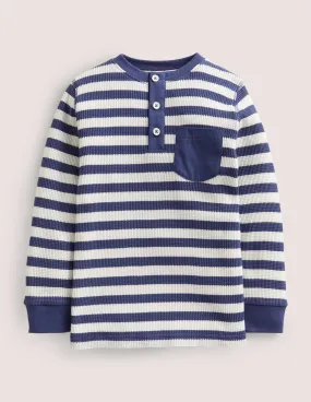 Waffle Henley T-Shirt-Ivory/Starboard