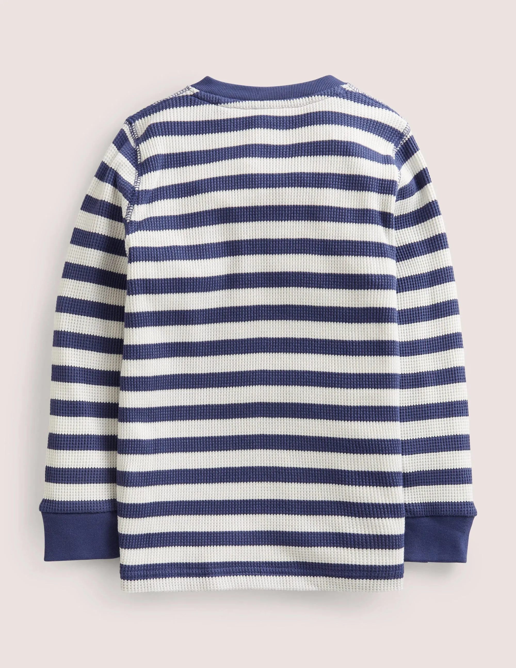 Waffle Henley T-Shirt-Ivory/Starboard