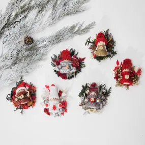 Winter brooch with doll Flower brooch Unique Christmas brooch for coat Gift for her Doll Winter jewellery Magaela Xmas party