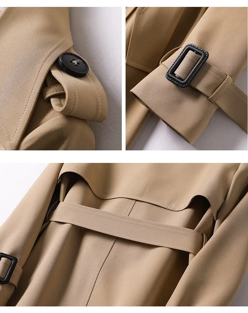 Wjczt  Windbreaker Women's Long Section 2022 Spring Autumn Korean Version of Popular British Style Coat Over The Knee S-XXXL