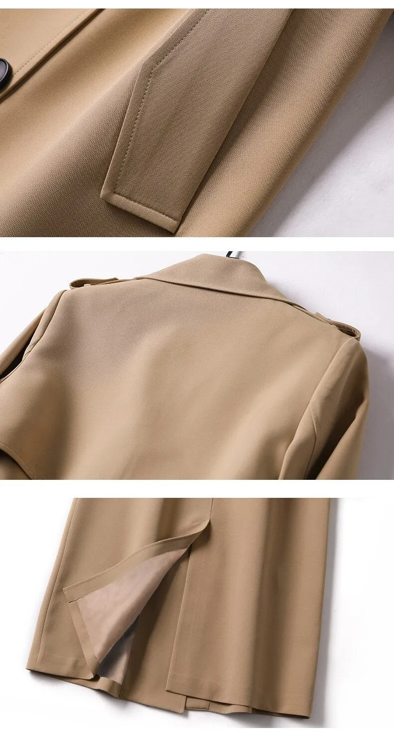 Wjczt  Windbreaker Women's Long Section 2022 Spring Autumn Korean Version of Popular British Style Coat Over The Knee S-XXXL