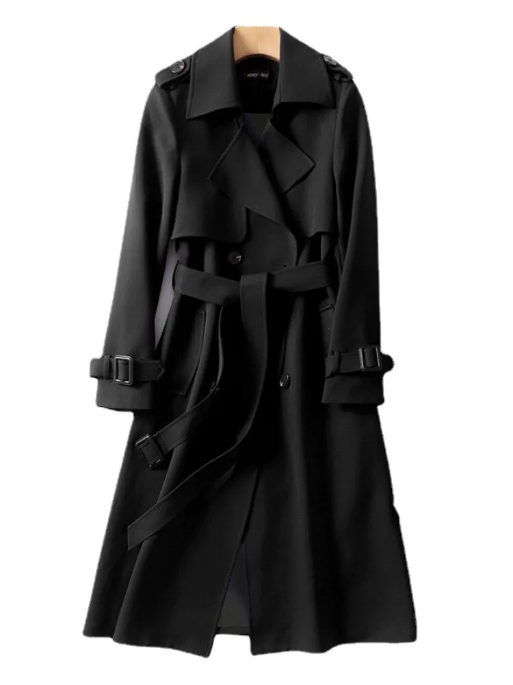 Wjczt  Windbreaker Women's Long Section 2022 Spring Autumn Korean Version of Popular British Style Coat Over The Knee S-XXXL