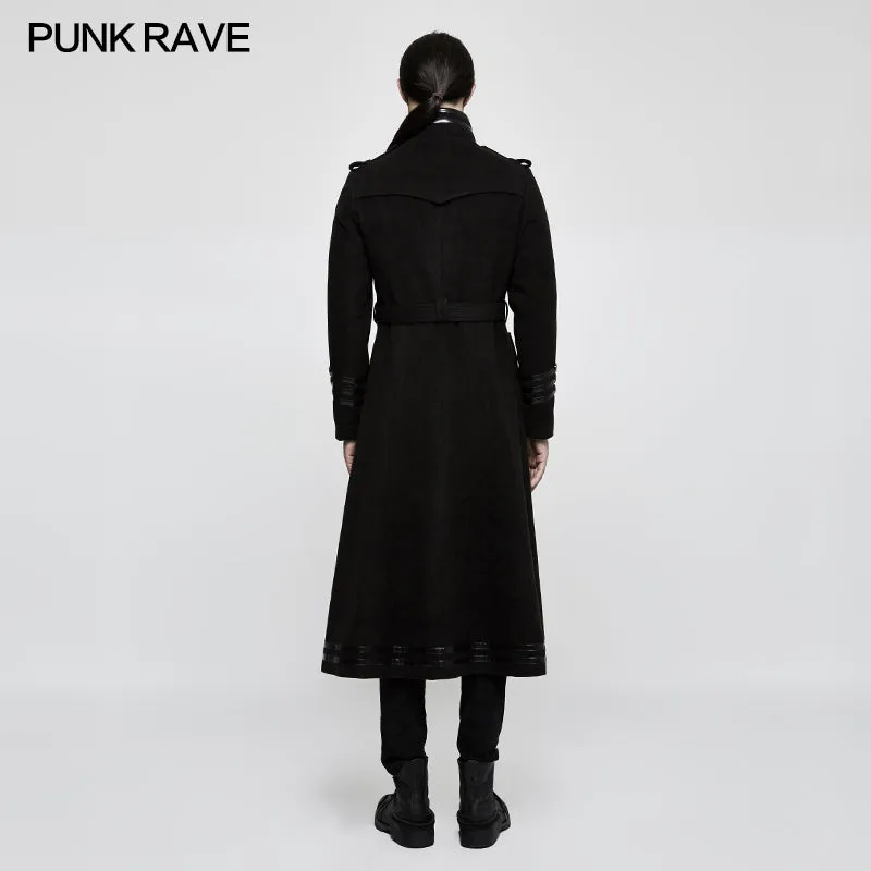 Y-766 Stand-collar Military Uniform Punk Jacket With Removable Belt