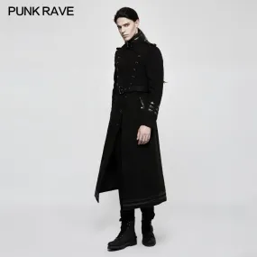 Y-766 Stand-collar Military Uniform Punk Jacket With Removable Belt